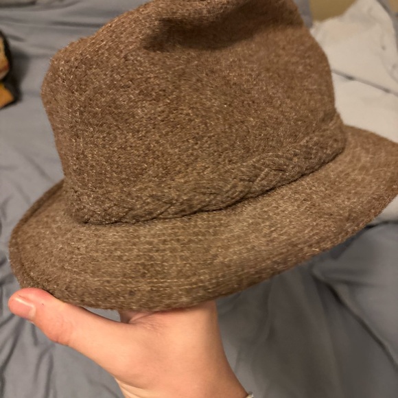 Stetson Vintage Knox Fedora Brown Wool Tweed Hat Size 7 1/4 Red/green Feather - Picture 4 of 9